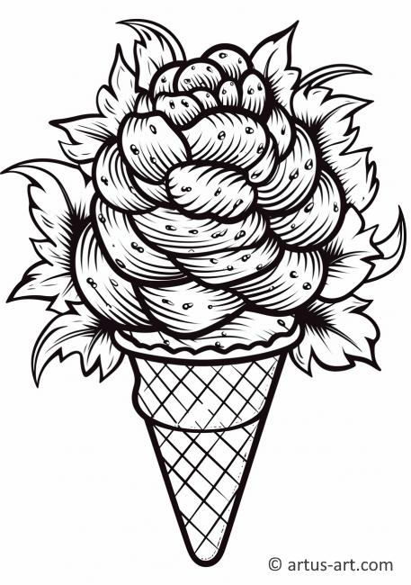 Page de coloriage de crème glacée au fruit du dragon